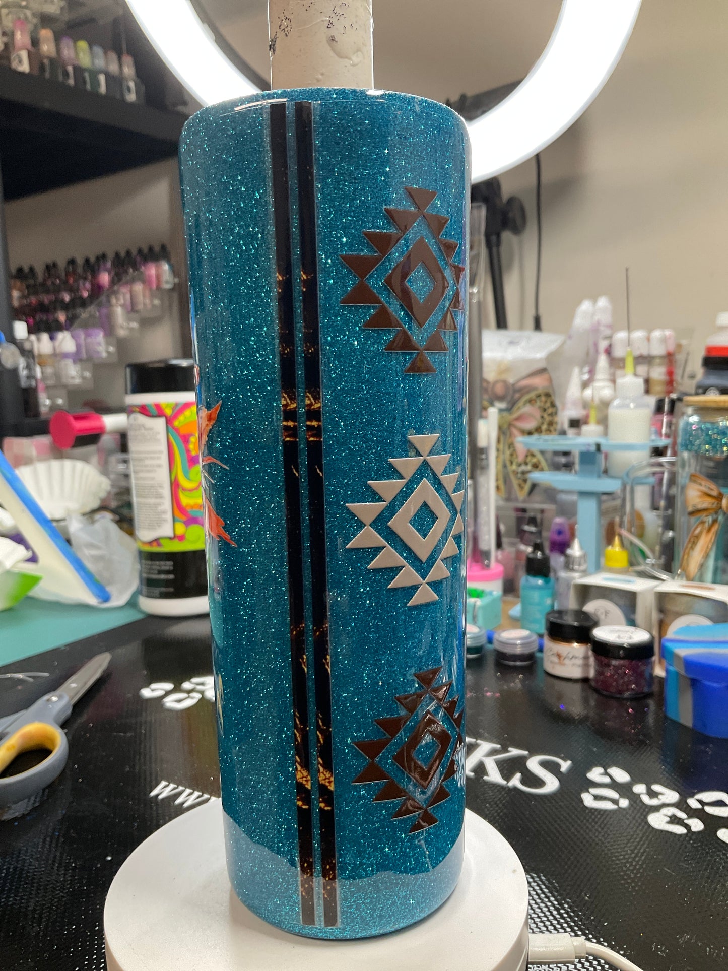 20 oz tapper Western Flower-Glitter Base